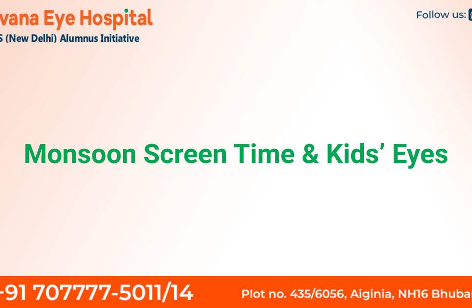 Child experiencing digital eye strain during rainy season