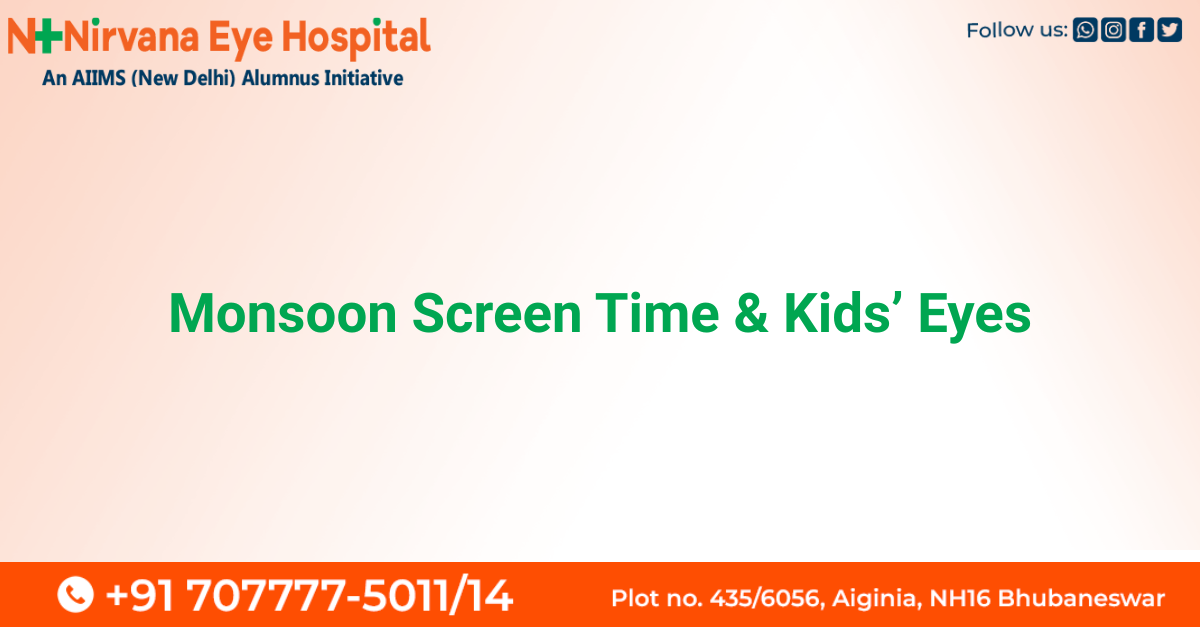 Child experiencing digital eye strain during rainy season