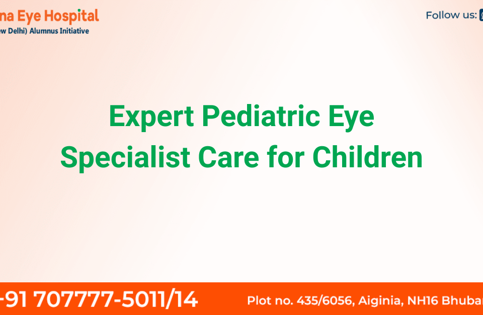 Child undergoing eye check-up with a pediatric eye specialist at a modern clinic