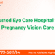 Pregnant woman getting her eyes examined at a modern eye care hospital